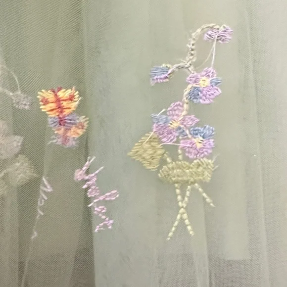 Green Floral Tulle Homecoming Dress - Picture 9 of 9